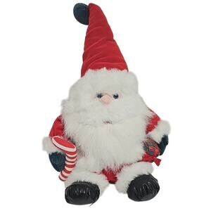 American Wego Charming Chubby Santa Claus Plush with Candy Cane and Gift 14" HTF